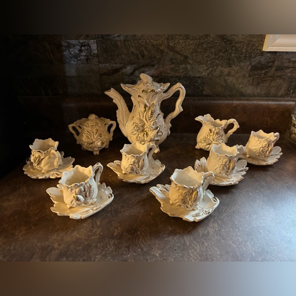 Vintage Tilso tea set rare, excellent condition!!! Leaves ivory, gold HTF!!!LOOK - Picture 1 of 12